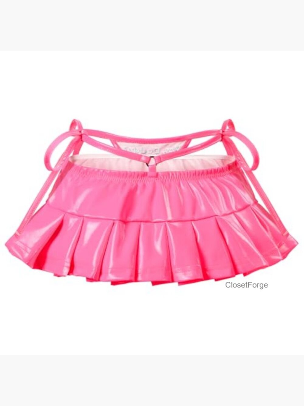 Y2K Faux Leather Bodycon Micro Skirt Side-Tie Retro Mini Skirt - Picture 6 of 7